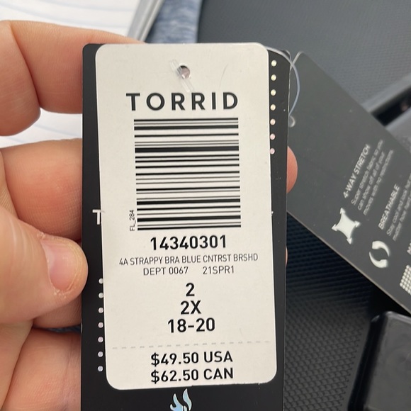 Torrid Vintage Indigo Space-Dye Lattice Back Wicking Sports Bra NWT Size 2X - Picture 14 of 14